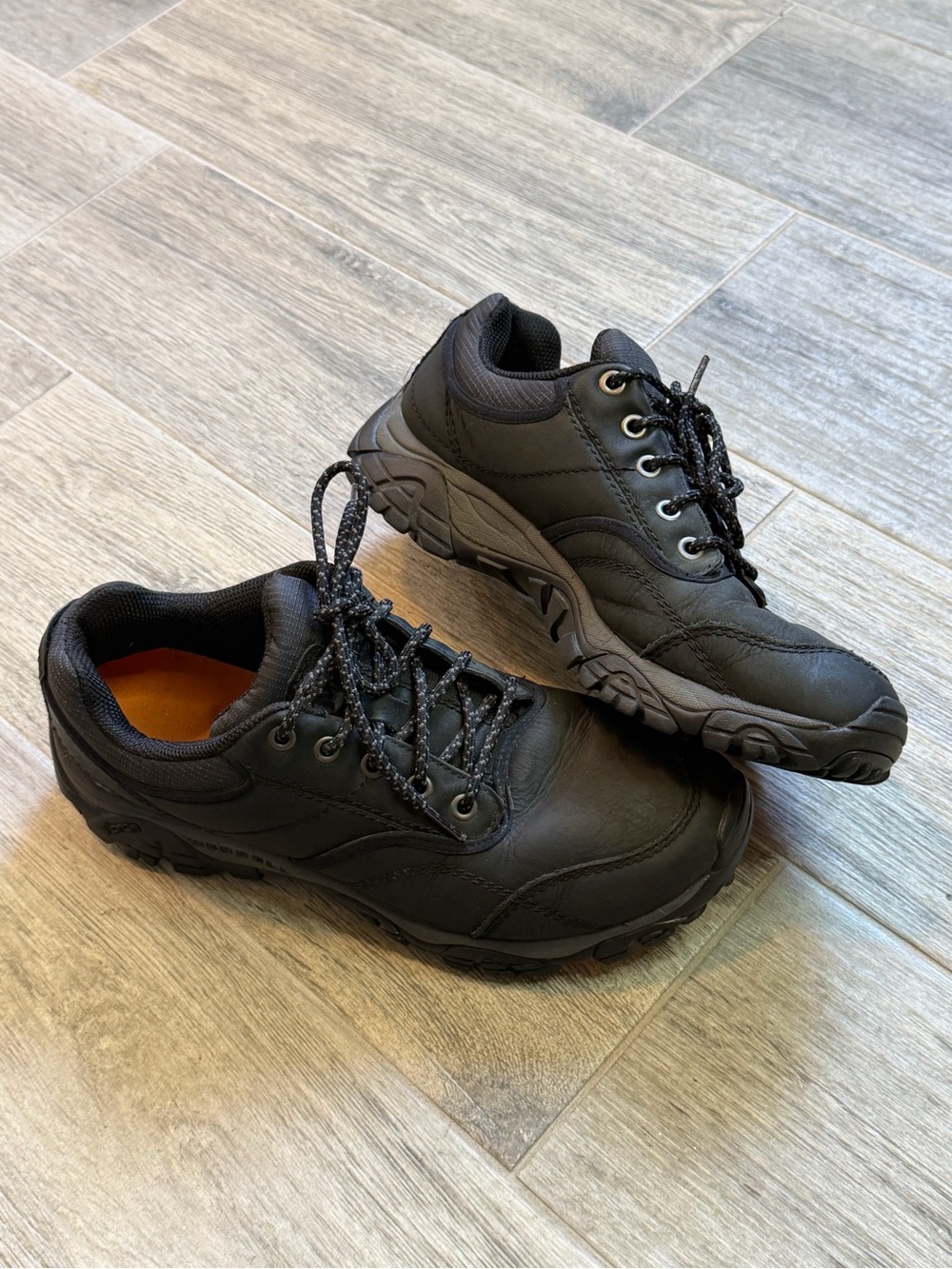 Merrell Shoes Mens Size 11.5 Moab Rover Black Leather Low Top Hiking Sneaker